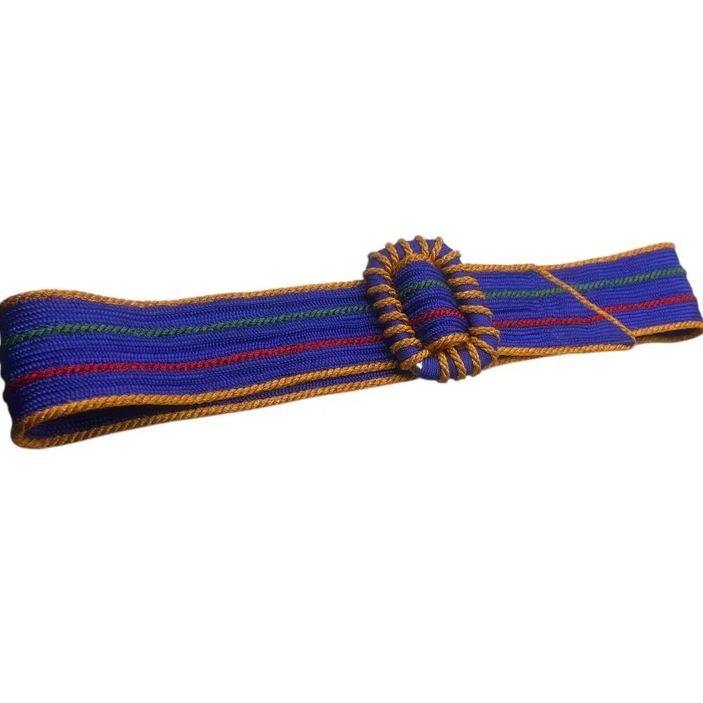 Womens Bright Multicolor Woven Belt Royal Blue, Yellow, Red and Green 34” Lx2” W